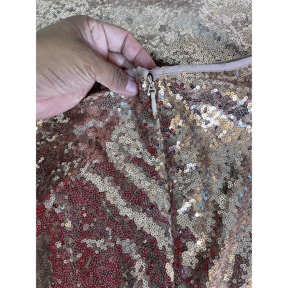 Lulus Sparkle Core Rose Gold Sequin Dazzle Maxi Skirt Formal Flare Lined Size S - Picture 8 of 14